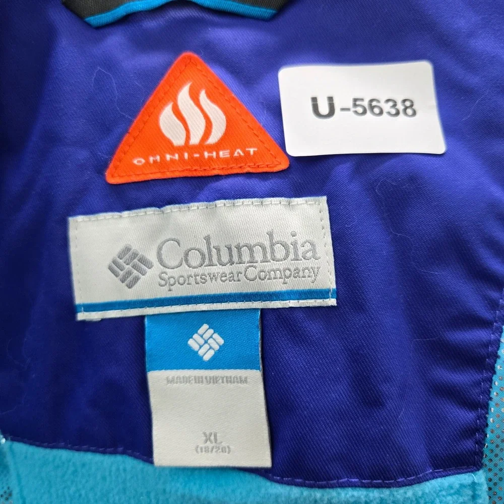Columbia Boy Jacket XL‎ Blue Hooded Omni Heat Out Grown Pockets Full Zip